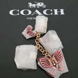 キーホルダー・キーリング COACH KEY FOB Butterfly Cluster 1674 COACH Key Chain Bag Charm Butterfly Cluster Boysenberry